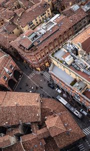 Preview wallpaper city, aerial view, street, roofs