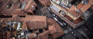 Preview wallpaper city, aerial view, street, roofs