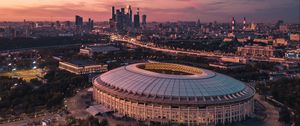 Preview wallpaper city, aerial view, sunset, architecture, moscow, russia