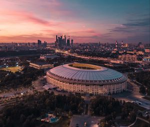 Preview wallpaper city, aerial view, sunset, architecture, moscow, russia