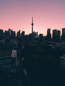 Preview wallpaper city, aerial view, twilight, architecture, dark