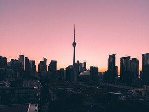 Preview wallpaper city, aerial view, twilight, architecture, dark