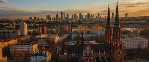 Preview wallpaper city, aerial view, twilight, buildings, architecture