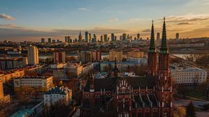 Preview wallpaper city, aerial view, twilight, buildings, architecture