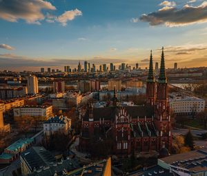 Preview wallpaper city, aerial view, twilight, buildings, architecture