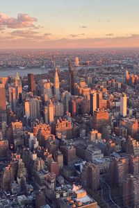 Preview wallpaper city, aerial view, twilight, cityscape, new york