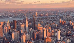 Preview wallpaper city, aerial view, twilight, cityscape, new york