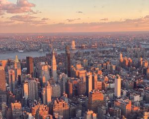 Preview wallpaper city, aerial view, twilight, cityscape, new york