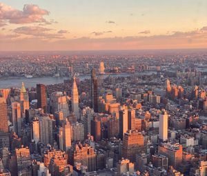 Preview wallpaper city, aerial view, twilight, cityscape, new york