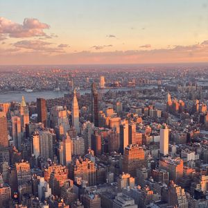 Preview wallpaper city, aerial view, twilight, cityscape, new york