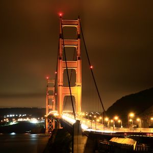 Preview wallpaper city, america, usa, states, bridges, night, road, roads, ocean, sea, water, light, lights, home