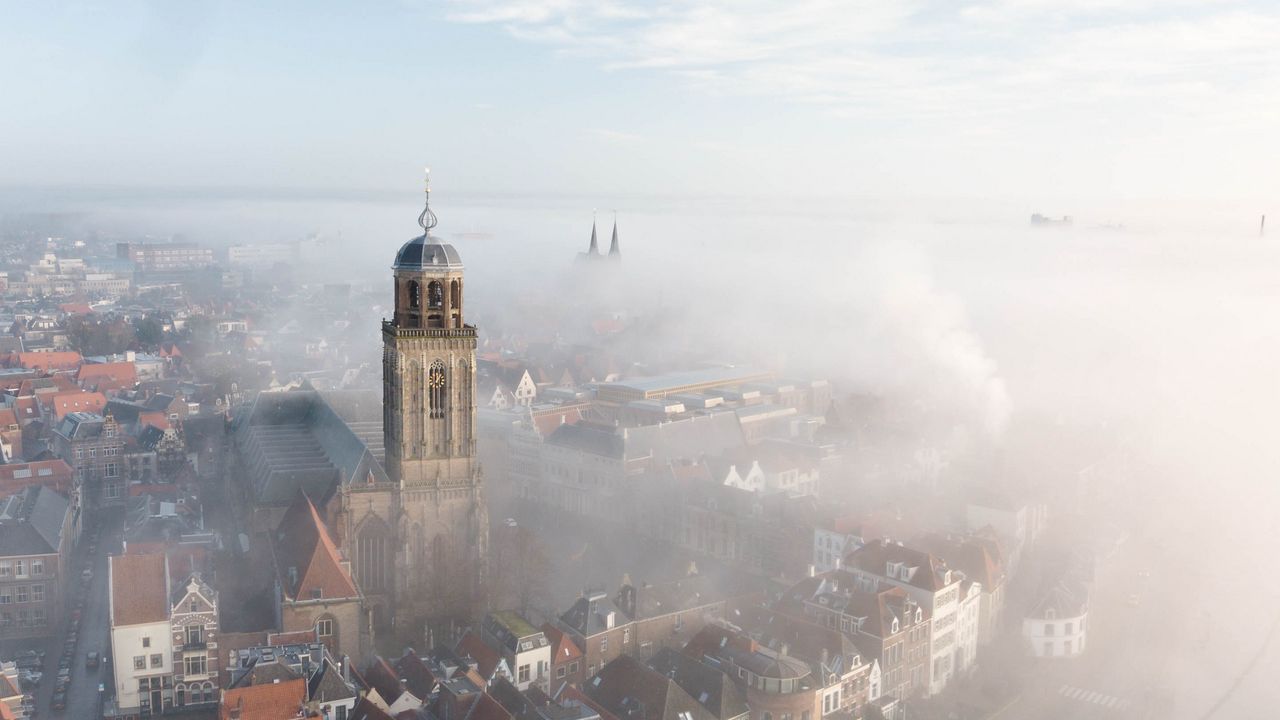 Wallpaper city, architecture, building, tower, fog