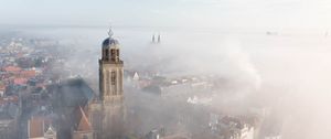 Preview wallpaper city, architecture, building, tower, fog