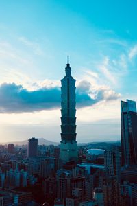 Preview wallpaper city, architecture, buildings, tower, evening