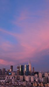 Preview wallpaper city, architecture, buildings, sunset, evening