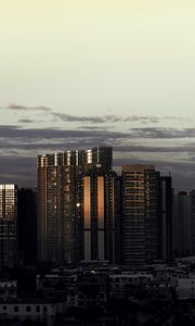 Preview wallpaper city, architecture, buildings, skyscrapers, evening, sky