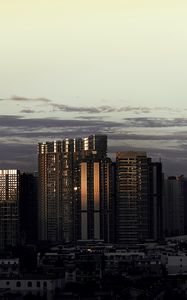 Preview wallpaper city, architecture, buildings, skyscrapers, evening, sky