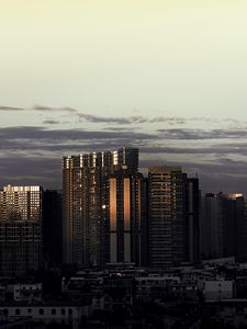 Preview wallpaper city, architecture, buildings, skyscrapers, evening, sky