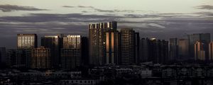 Preview wallpaper city, architecture, buildings, skyscrapers, evening, sky