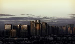 Preview wallpaper city, architecture, buildings, skyscrapers, evening, sky
