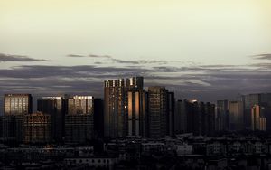 Preview wallpaper city, architecture, buildings, skyscrapers, evening, sky