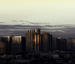 Preview wallpaper city, architecture, buildings, skyscrapers, evening, sky