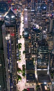Preview wallpaper city, architecture, buildings, road, cars, night