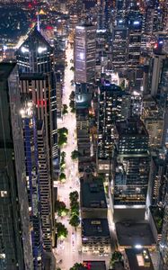 Preview wallpaper city, architecture, buildings, road, cars, night