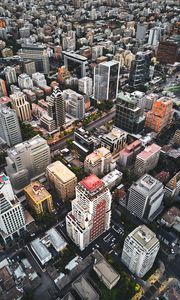 Preview wallpaper city, architecture, road, roofs, aerial view