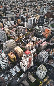 Preview wallpaper city, architecture, road, roofs, aerial view