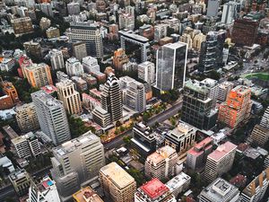 Preview wallpaper city, architecture, road, roofs, aerial view