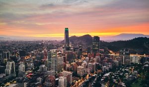 Preview wallpaper city, architecture, tower, buildings, evening