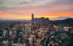 Preview wallpaper city, architecture, tower, buildings, evening