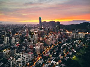 Preview wallpaper city, architecture, tower, buildings, evening