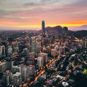 Preview wallpaper city, architecture, tower, buildings, evening
