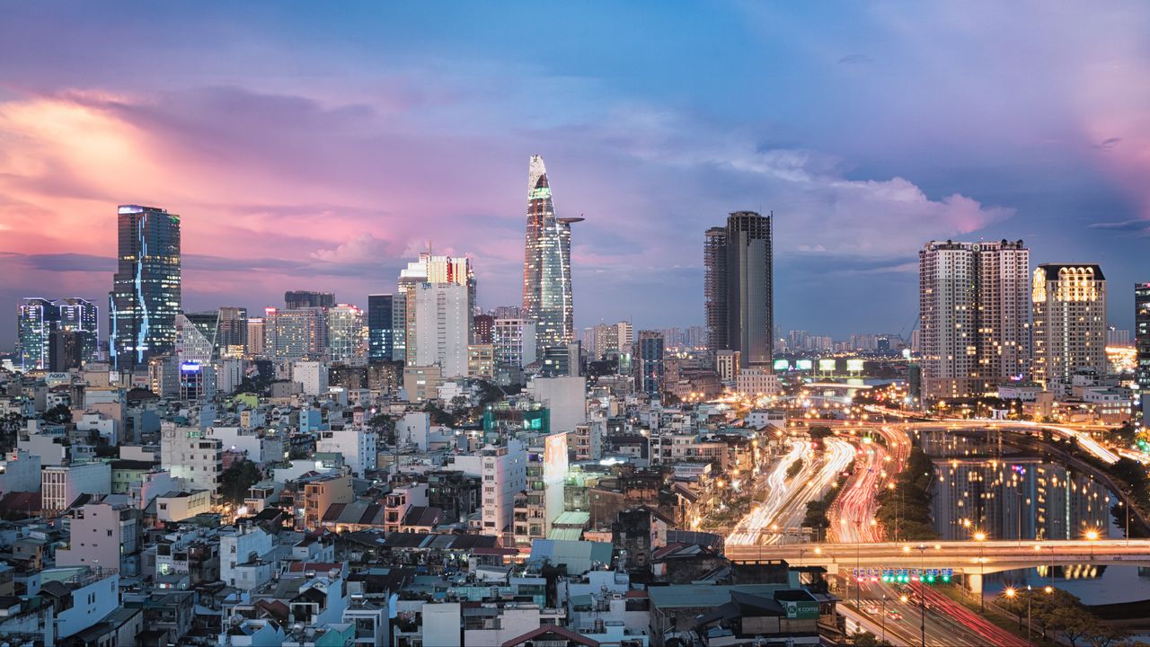 Wallpaper city, architecture, towers, buildings, evening
