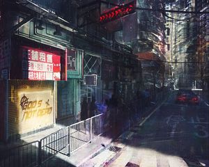 Preview wallpaper city, art, cyberpunk, night, movement