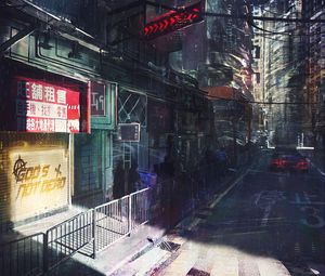 Preview wallpaper city, art, cyberpunk, night, movement