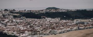 Preview wallpaper city, beach, aerial view, buildings, coast