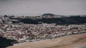 Preview wallpaper city, beach, aerial view, buildings, coast