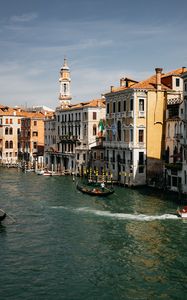 Preview wallpaper city, board, river, buildings, aerial view, venice