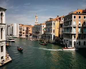 Preview wallpaper city, board, river, buildings, aerial view, venice