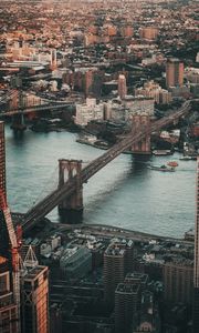 Preview wallpaper city, bridge, aerial view, buildings, architecture, river
