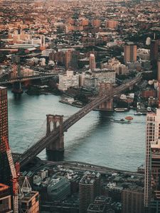 Preview wallpaper city, bridge, aerial view, buildings, architecture, river