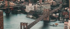 Preview wallpaper city, bridge, aerial view, buildings, architecture, river