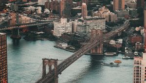 Preview wallpaper city, bridge, aerial view, buildings, architecture, river
