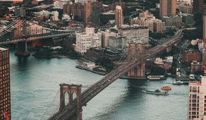 Preview wallpaper city, bridge, aerial view, buildings, architecture, river