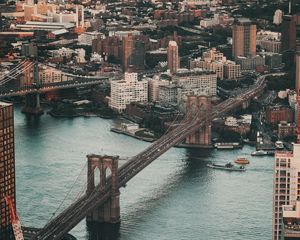 Preview wallpaper city, bridge, aerial view, buildings, architecture, river