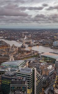 Preview wallpaper city, bridge, buildings, evening