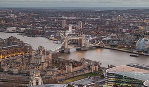 Preview wallpaper city, bridge, buildings, evening